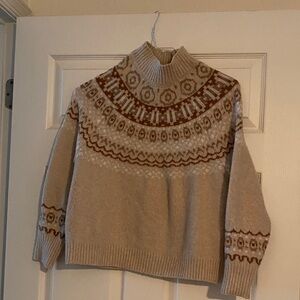 cupcakes & cashmere Beige and Brown Turtleneck Sweater